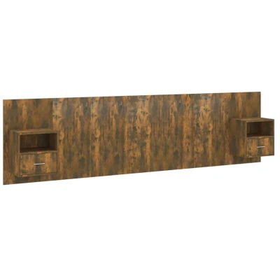 Image of Bed Headboard with Cabinets Smoked Oak Engineered Wood Vidaxl