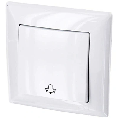 Image of Up Switch with Bell Symbol, All In One Frame + Flush Mounted Insert Cover ( Pure White G1 Series)