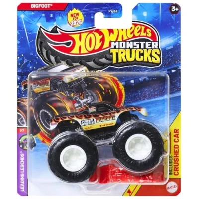 Image of Mattel Hot Wheels Monster Trucks Collectible Toy 1:64 Scale Diecast Model Vehicle Leading Legends 1/7 Bigfoot JCD86