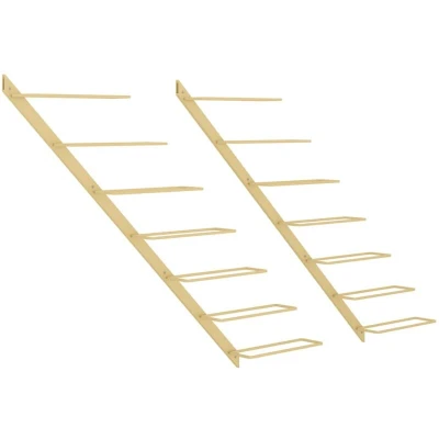 Image of vidaXL Wall mounted Wine Rack for 7 Bottles 2 pcs Gold Metal