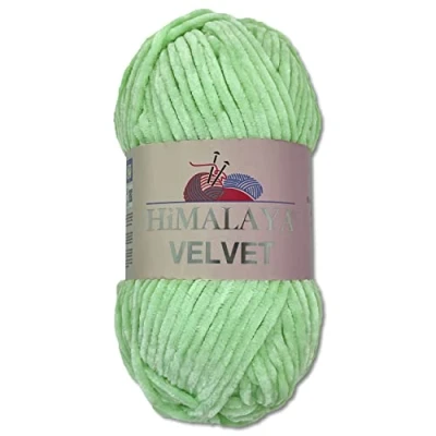 Image of Wohnkult Himalaya 100 g Velvet Dolphin Wool, 40 Colours to Choose From, Chenille Knitting Yarn, Fluffy Shiny Accessory, Clothing, Blankets (90007, Mint)