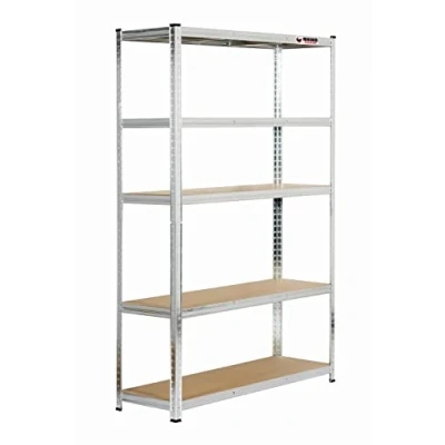 Image of Rhino Racking 4 Bays 5 Tier Heavy Duty Industrial Storage Shelves Galvanised 180x120x40cm