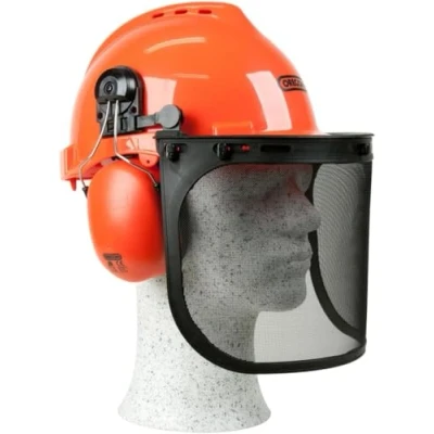 Image of OREGON Yukon Chainsaw Safety Helmet with Protective Ear Muff and Mesh Visor (562412) , Black