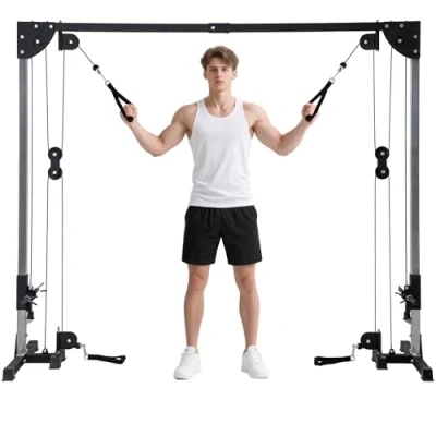 Image of SPORTNOW Multi Home Gyms with Cable Pulley System, Crossover Machine 4 Handles for Full Body Strength Training, Power Rack Workout, Black