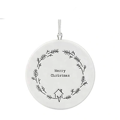 Image of East of India Flat Porcelain Bauble Merry Christmas Wreath