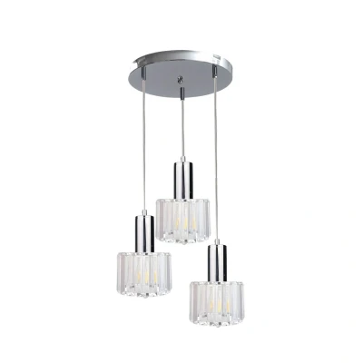 Image of Deco Cluster Pendant Ceiling Light Silver, 30cm, 3x E27