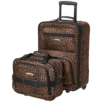 Image of Rockland Fashion Softside Upright Luggage Set, Leopard, 2 Piece Set (14/19),