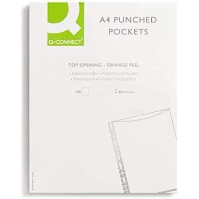 Image of Q Connect Punched Pocket A4 50micron (Pack of 300)