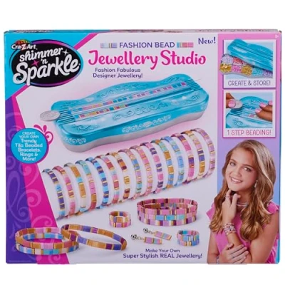 Image of CRA Z ART Shimmer N Sparkle Fashion bead Jewellery Studio Bracelet Maker Make your own tila friendship bracelets Making Kit For girls aged 8 and Over