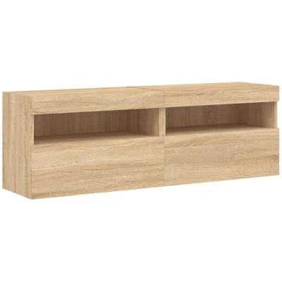 Image of vidaXL TV Wall Cabinets with LED Lights 2 pcs Sonoma Oak 60x30x40 cm