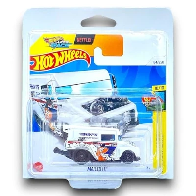 Image of Hot Wheels Mailed It (White Let&#039;s Race) 10/10 HW Art Cars 2024 164/250 (Short Card) includes a KLAS Car Keeper Protector Case HTD91