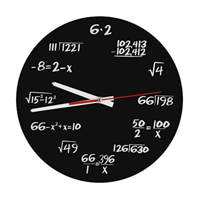 Image of Acrylic Wall Clock Creative Math Unique Design Funny Mathematical Formulas for Classroom, Home, Office Modern Decoration