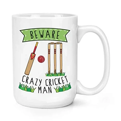 Image of Beware Crazy Cricket Man 15oz Large Mug Cup