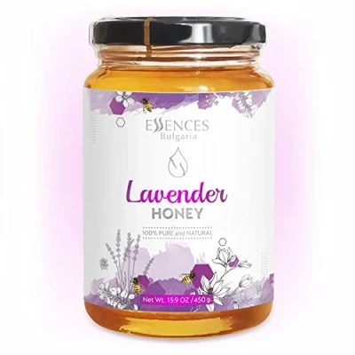 Image of Essences Bulgaria Raw Lavender Honey 450gr Amazing Taste 100% Pure and Natural Without additives Bee Sweetener GMO Free Gluten