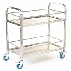 Image of Shelf Trolley; 2 with Rod Surrounds; Swivel Castors; Silver
