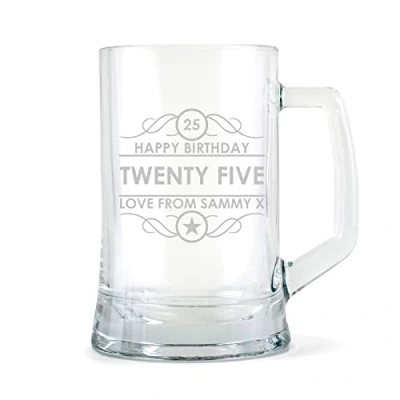 Image of The Gift Experience Personalised 25th Birthday Glass Tankard