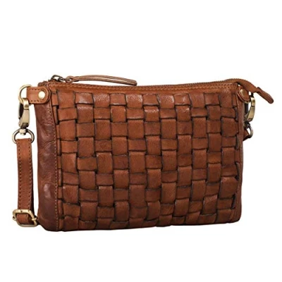 Image of STILORD &#039;Jana&#039; Leather Handbag Women Vintage Small Shoulder Bag Elegant Clutch Evening Crossbody Braided for Party Disco Freetime Genuine Cowhide Leather, Colour:Ochre Brown