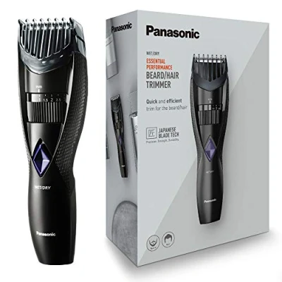 Image of Panasonic ER GB37 Wet &amp; Dry Electric Beard Trimmer for Men with 20 Cutting Lengths, Standard UK 3pin plug, Black, 40 min usage