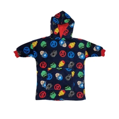 Image of Marvel Avengers Deluxe Oodie/Oversized Blanket Hoodie Boys, Fleece Dressing Gown 3 4yrs Navy