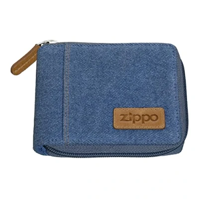 Image of Zippo Denim Zipper Wallet Bi Fold Wallet, Made of Leather and
