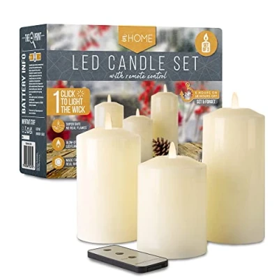 Image of iN LED Candles Flickering Halloween Electric Flameless Flame Candle with Remote Control (Set of 3) Battery Operated Home