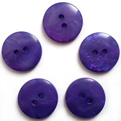 Image of Mother of Pearl Effect Colour Buttons Round 2 Hole Pack 5 (Purple, 18mm)