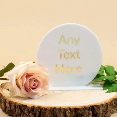 Image of Personalised Acrylic Reusable Event Table Sign With Base Holder