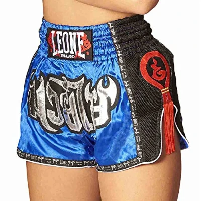 Image of LEONE 1947, Bangkok Kick thai Shorts, Unisex Adult, Blue, M, AB754