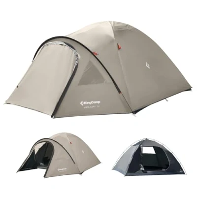 Image of KingCamp 4 Man Ultralight Camping Tent 135cm Higher Spacious Trekking PU3000mm Waterproof Dome Design with Enhanced Ventilation for Outdoor Adventures, Hiking &amp; Backpacking