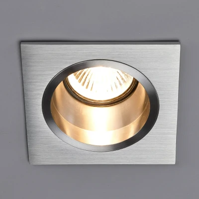 Image of Arcchio Spotlight recessed &#039;Soley&#039; dimmable (Modern) in Silver Made of Aluminium for e.g. Hallway (1 Light Source, GU10) from high Voltage Spotlight, Light, Ceiling Wall