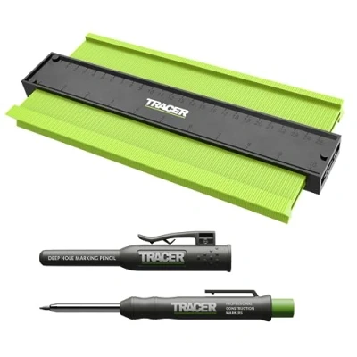 Image of TRACER Contour Gauge 250mm (10) Precise Marking with Deep Hole Construction Pencil. and Carpenters Pencil Set