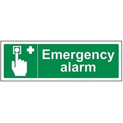 Image of V Safety Emergency Alarm Sign 300mm x 100mm 1mm Rigid Plastic