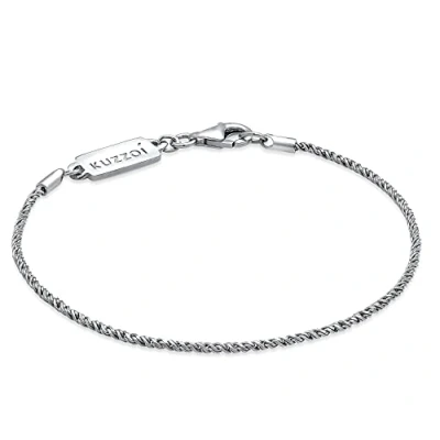 Image of Kuzzoi Buddha Silver Bracelet for Men, Handmade Cord (2 mm) Made of Genuine Solid 925 Sterling Silver, Men&#039;s Twisted with Lobster Clasp, 0208551021, 19 centimeters,