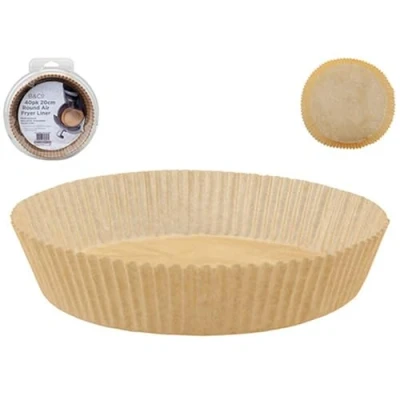 Image of Pack of 40 Disposable Air Fryer Liners Round Greaseproof Parchment Paper Sheets 20cm