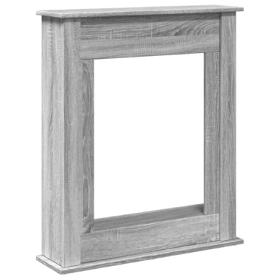 Image of vidaXL Grey Sonoma Fireplace Surround Engineered Wood, 75x20x87.5 cm, Electric Flame Compatible, Functional Mantel Shelf, Easy Maintenance