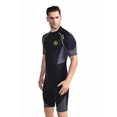Image of ZCCO Men&#039;s Shorty Wetsuits 1.5mm Premium Neoprene Back Zip Short Sleeve for Scuba Diving,Spearfishing,Snorkeling,Surfing (Medium)