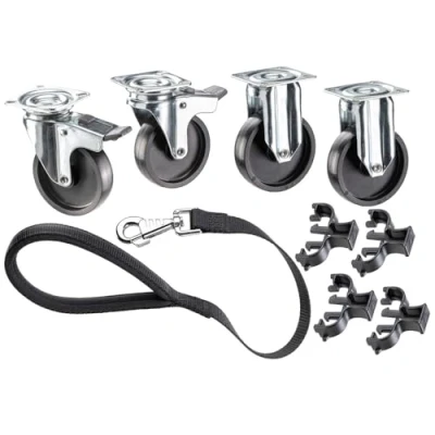 Image of Ferplast Wheels for Medium and Large Dog Carrier CLIPPER, Set of 2 Swivel with Brake Fixed Wheels, Hard Sided Carrier, Includes a Handle Leash
