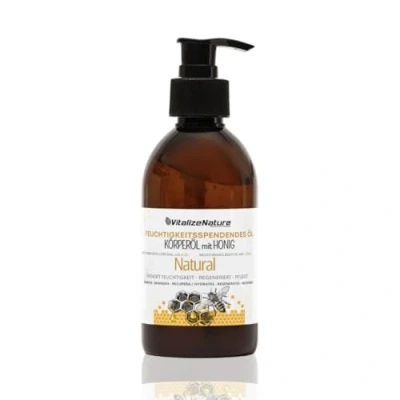 Image of Natural Moisturising Body Oil with Honey &amp; Aloe Vera VitalizeNature Fast Absorbing Formula Vitamin E