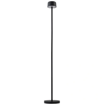 Image of Lindby LED rechargeable floor lamp Isason, black, aluminium, Ø 11 cm