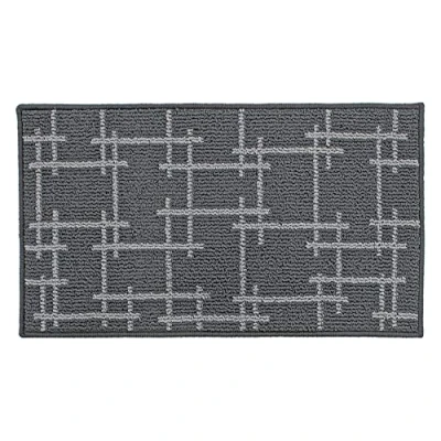 Image of JVL Vector Machine Washable Latex Backed Doormat, 40x70cm, Grey