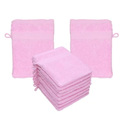 Image of Betz 10 Piece Wash Mitt Set PALERMO 100% Cotton Size: 16 x 21 cm color rose