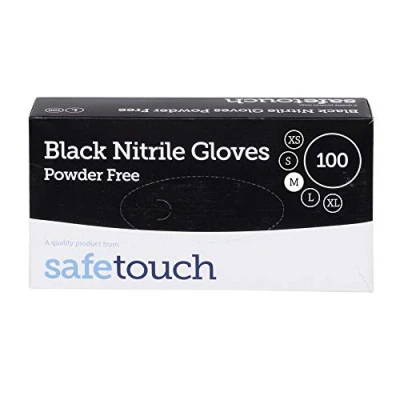 Image of Safetouch Black Nitrile Gloves Medium 100 Pack