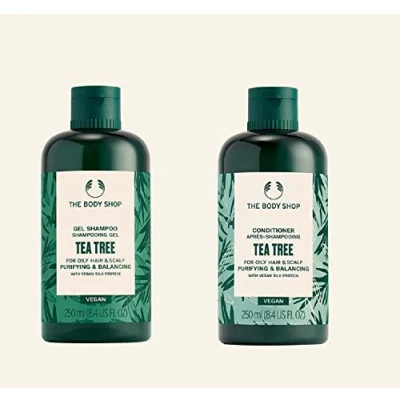 Image of The Body Shop Tea Tree Shampoo Conditioner Set 250ml each Purifyng Balancing Vegan
