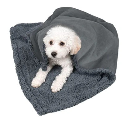 Image of Kritter Planet Waterproof Dog Blanket, Love Blanket Couples, Extra Large Washable Reversible Fleece Throw for Bed Car Seat, 76 x 63 cm, Charcoal/Grey