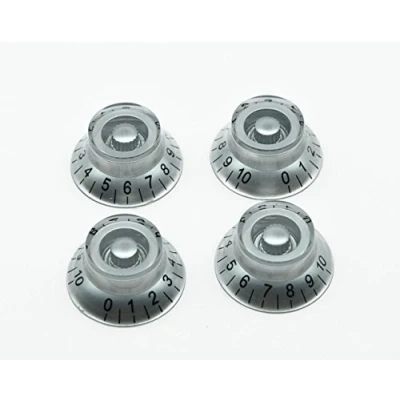 Image of Dopro 4pcs Silver w/Black Number LP Guitar Bell Knobs Top Hat for Les Paul