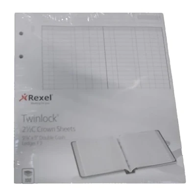 Image of Rexel Twinlock Crown 2 ½ C Refill Sheets Double Cash Ledger (Pack of 100 Sheets)