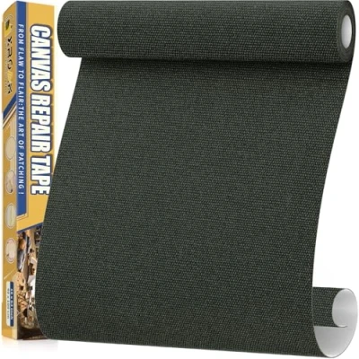 Image of Canvas Repair Tape, 40 x 160 cm Waterproof Fabric Tape for Furniture, Self Adhesive Patches Boat Covers, Sofas, Tents, Louge Chairs, Canopy, Awning Dark Green