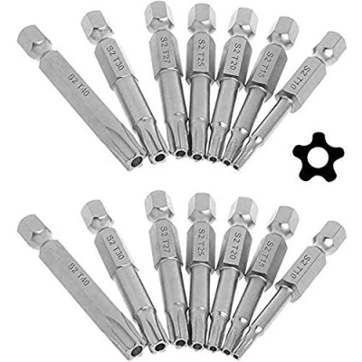 Image of Bestgle 2 Set of 7pcs 1/4 Inch Hex Shank Star Screwdriver Bits T10 T40 Magnetic Security 5 Point Torx Head Screw Driver Bit Set, 50mm Length
