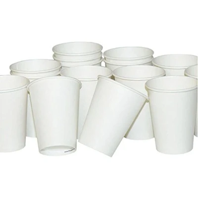 Image of 8oz Single Wall White Disposable Tea Coffee Hot Drinks Paper Cups Pack of 50