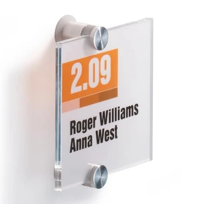 Image of Durable Crystal Information Sign 105 x 105mm Door and Wall Includes Fittings Ideal for Offices, Hotels, Public Buildings, etc.